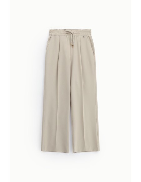 Dixie Palazzo-broek met elastische taille en plooien