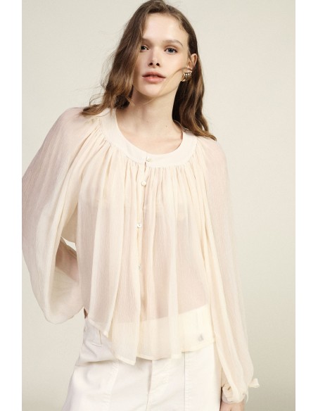 Wijde blouse met pofmouwen en strikken Dixie