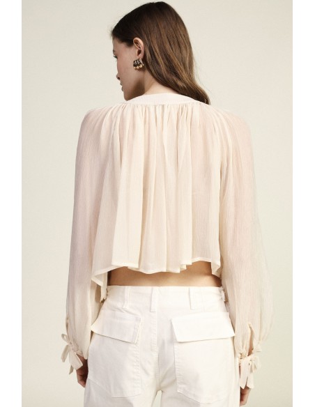Wijde blouse met pofmouwen en strikken Dixie