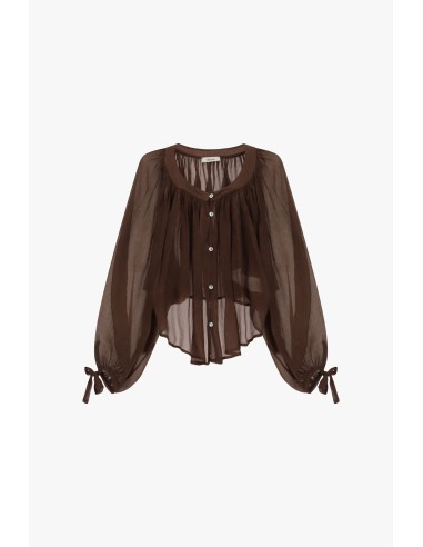 Wijde blouse met pofmouwen en strikken Dixie