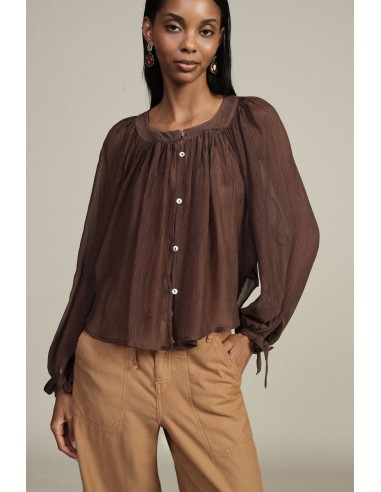 Wijde blouse met pofmouwen en strikken Dixie