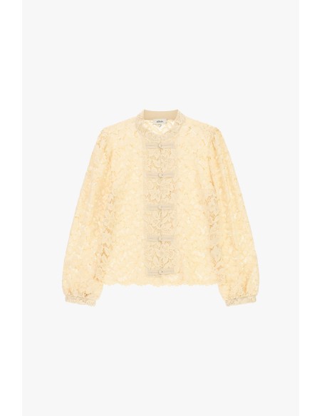 Dixie kanten blouse met lange mouwen en knoopdetails