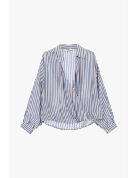 Gestreepte overslagblouse met klassieke kraag Dixie