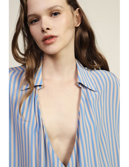 Gestreepte overslagblouse met klassieke kraag Dixie