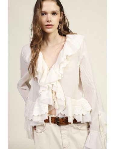 Korte blouse met ruches en wijde mouwen Dixie