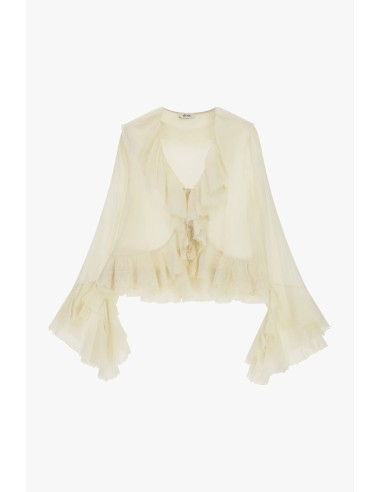 Korte blouse met ruches en wijde mouwen Dixie