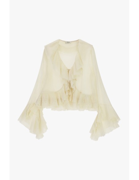 Korte blouse met ruches en wijde mouwen Dixie