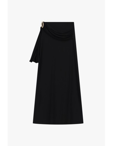 Dixie midi-rok met drapering en juweeldetail