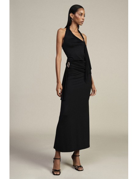 Dixie midi-rok met drapering en juweeldetail