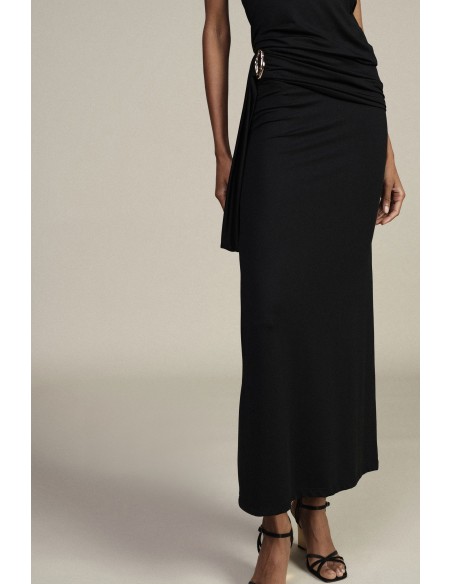 Dixie midi-rok met drapering en juweeldetail