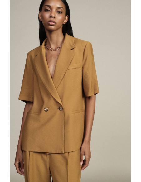 Dixie blazer met dubbele rij knopen, korte mouwen en zakken