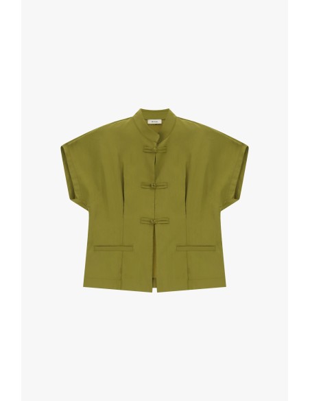 Korte blouse met knoopsluiting en borstzakken Dixie