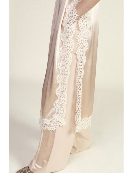 Set met wijde broek en top met kant Dixie