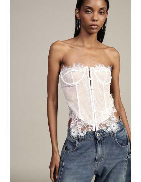 Dixie bodysuit met kanten inzetstukken en baleinen
