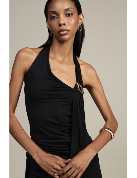 Asymmetrische top met gouden brochedetail Dixie