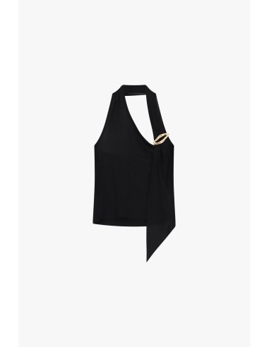 Asymmetrische top met gouden brochedetail Dixie