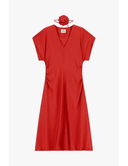 Midi-jurk met zijwaartse drapering en V-hals Dixie
