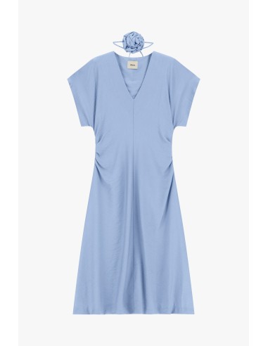 Midi-jurk met zijwaartse drapering en V-hals Dixie