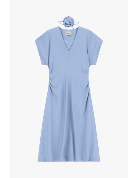 Midi-jurk met zijwaartse drapering en V-hals Dixie