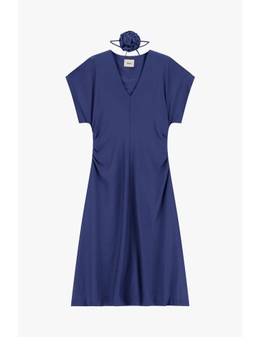 Midi-jurk met zijwaartse drapering en V-hals Dixie