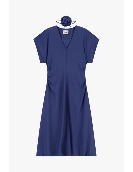 Midi-jurk met zijwaartse drapering en V-hals Dixie