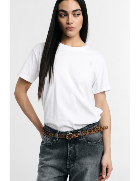 Regular-fit T-shirt met ronde hals en geborduurd logo Please