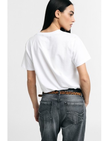 Regular-fit T-shirt met ronde hals en geborduurd logo Please