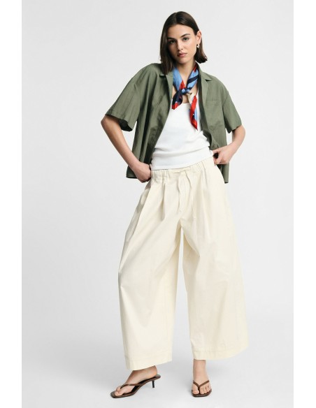 Cropped palazzobroek met elastische tailleband aub