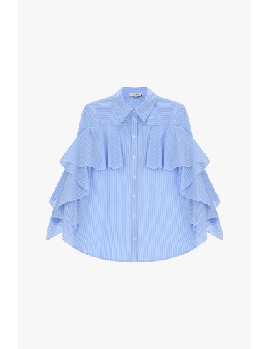 Gestreept shirt met ruches en wijde mouwen alstublieft