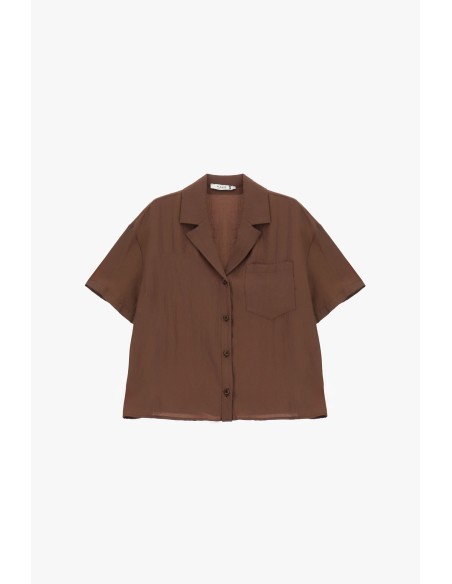 Boxy shirt met korte snit en borstzak alstublieft