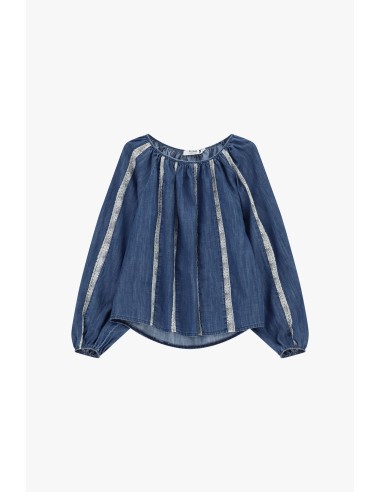 Ruime blouse met gestreepte inzetstukken en lange mouwen Alstublieft
