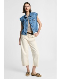 Broek met hoge taille en onafgewerkte zoom, alstublieft