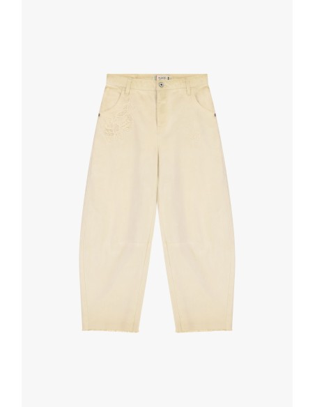Broek met hoge taille en onafgewerkte zoom, alstublieft