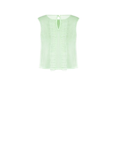Transparante blouse met vierkante hals van tule met stippen en ruches Rinascimento
