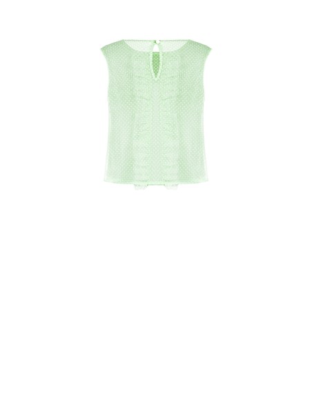 Transparante blouse met vierkante hals van tule met stippen en ruches Rinascimento