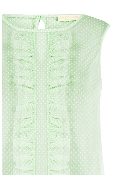 Transparante blouse met vierkante hals van tule met stippen en ruches Rinascimento