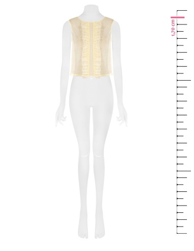 Transparante blouse met vierkante hals van tule met stippen en ruches Rinascimento