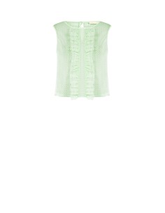Transparante blouse met vierkante hals van tule met stippen en ruches Rinascimento