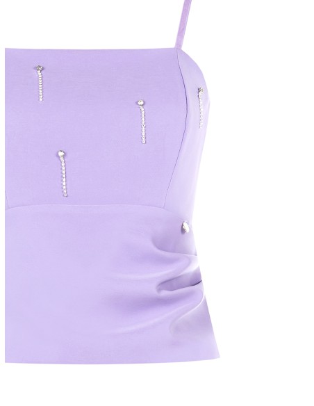 Crop-top bustier van technische stof met strass-steentjes van Rinascimento
