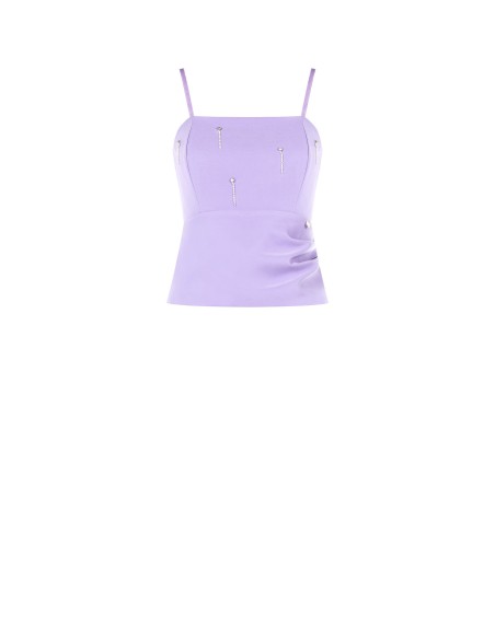 Crop-top bustier van technische stof met strass-steentjes van Rinascimento