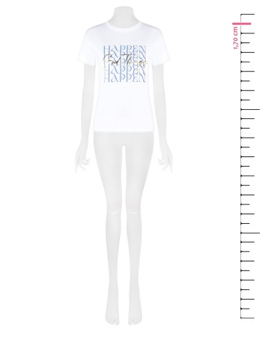 Regular T-shirt van katoen met slogan in goudfolie Rinascimento