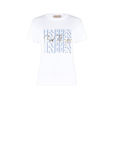 Regular T-shirt van katoen met slogan in goudfolie Rinascimento