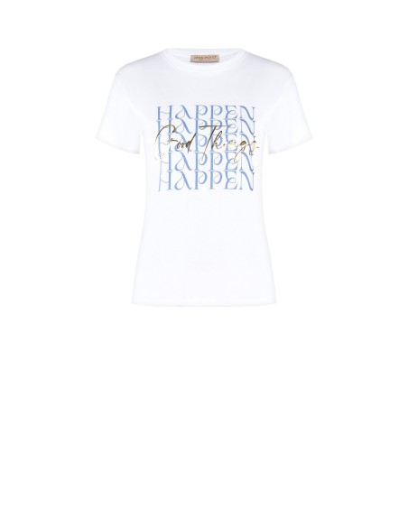 Regular T-shirt van katoen met slogan in goudfolie Rinascimento