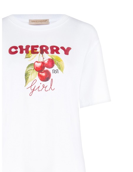 Oversized katoenen T-shirt met kersenprint van Rinascimento