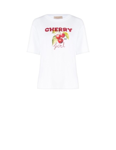 Oversized katoenen T-shirt met kersenprint van Rinascimento
