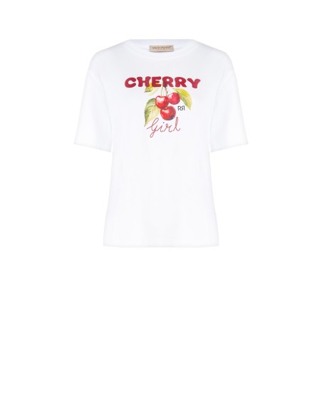 Oversized katoenen T-shirt met kersenprint van Rinascimento