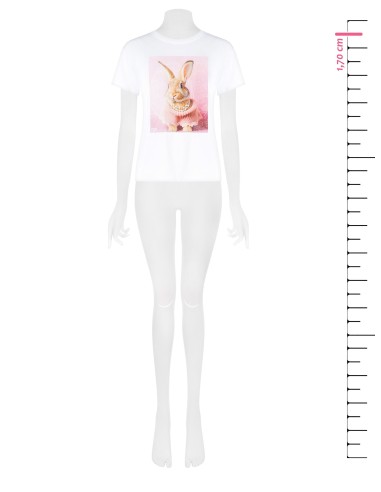 Ruim katoenen T-shirt met Bunny-print en parels van Rinascimento