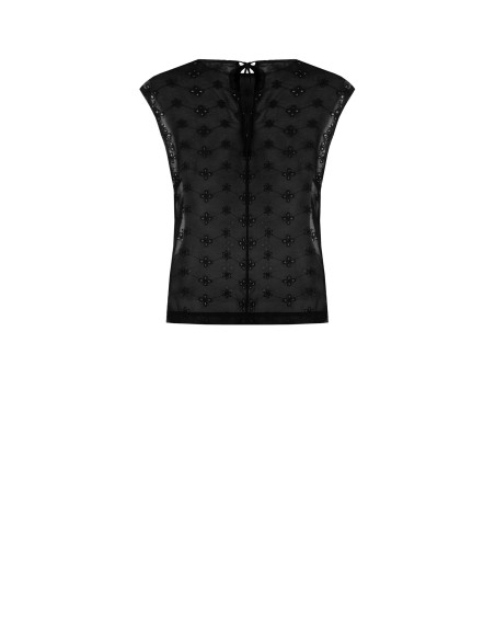 Ruime blouse van geborduurde georgette met bloemenmotief van Rinascimento