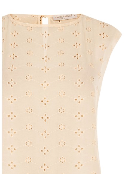 Ruime blouse van geborduurde georgette met bloemenmotief van Rinascimento