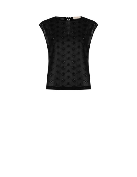Ruime blouse van geborduurde georgette met bloemenmotief van Rinascimento